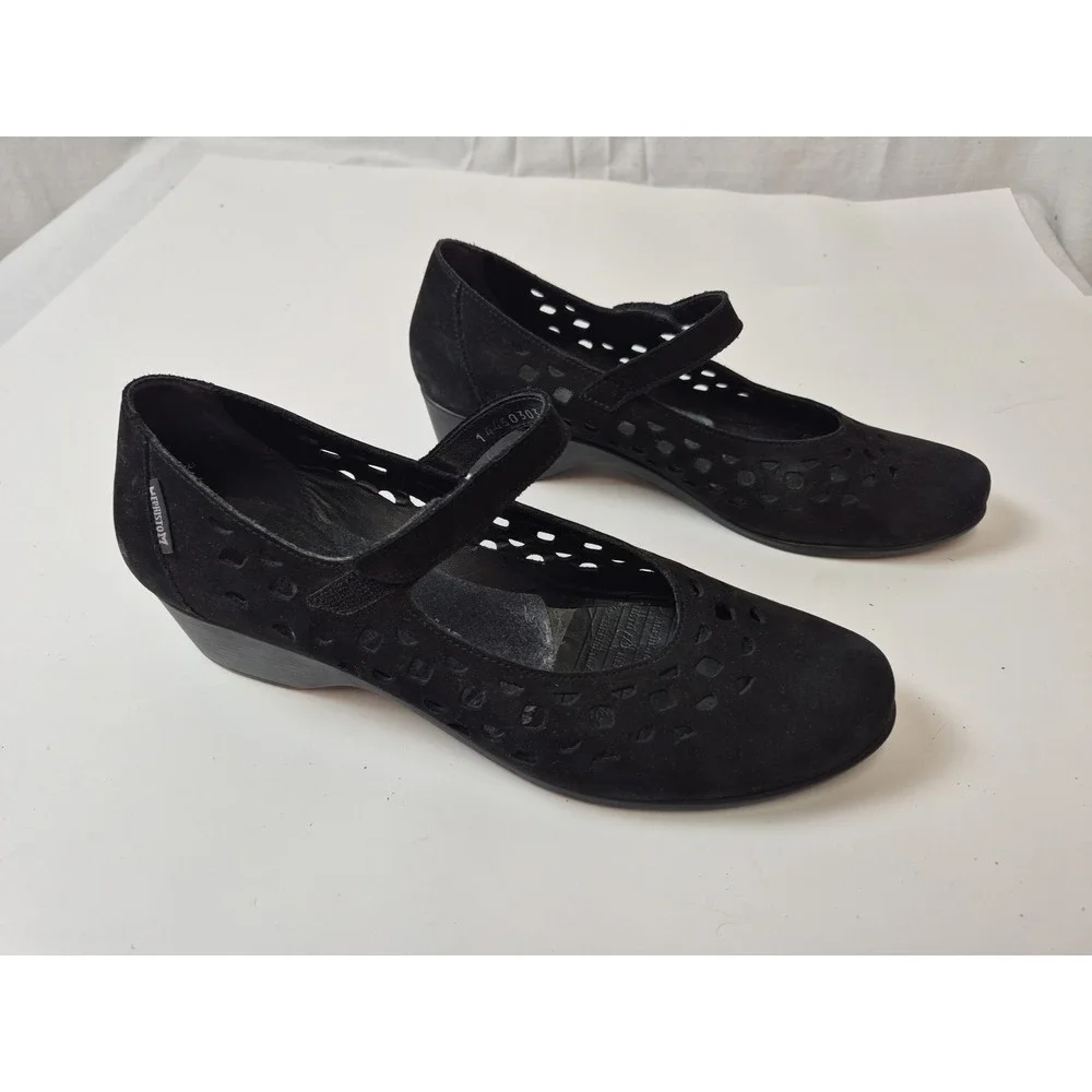 Mephisto Black Suede Mary Jane‎ Shoes Laser Cut US 11 EUR 8.5 Comfort Walking